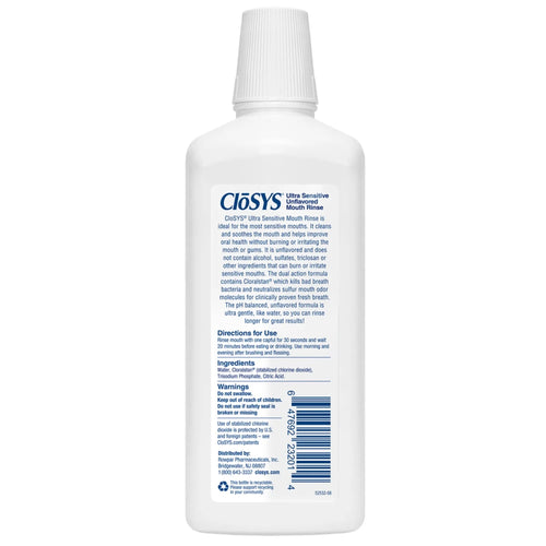 CloSYS Ultra Sensitive Mouthwash, 32 Fl Oz (946 ml) – Alcohol-Free, Unflavoured, Dye-Free Oral Rinse (UK Despatch)