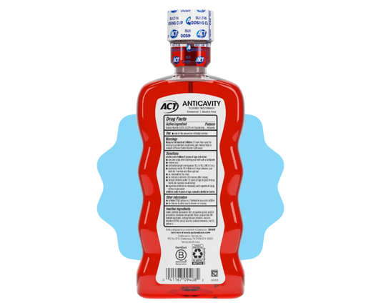 ACT Anticavity Zero Alcohol Fluoride Mouthwash 18 fl. oz (532 ml), with Accurate Dosing Cup, Cinnamon
