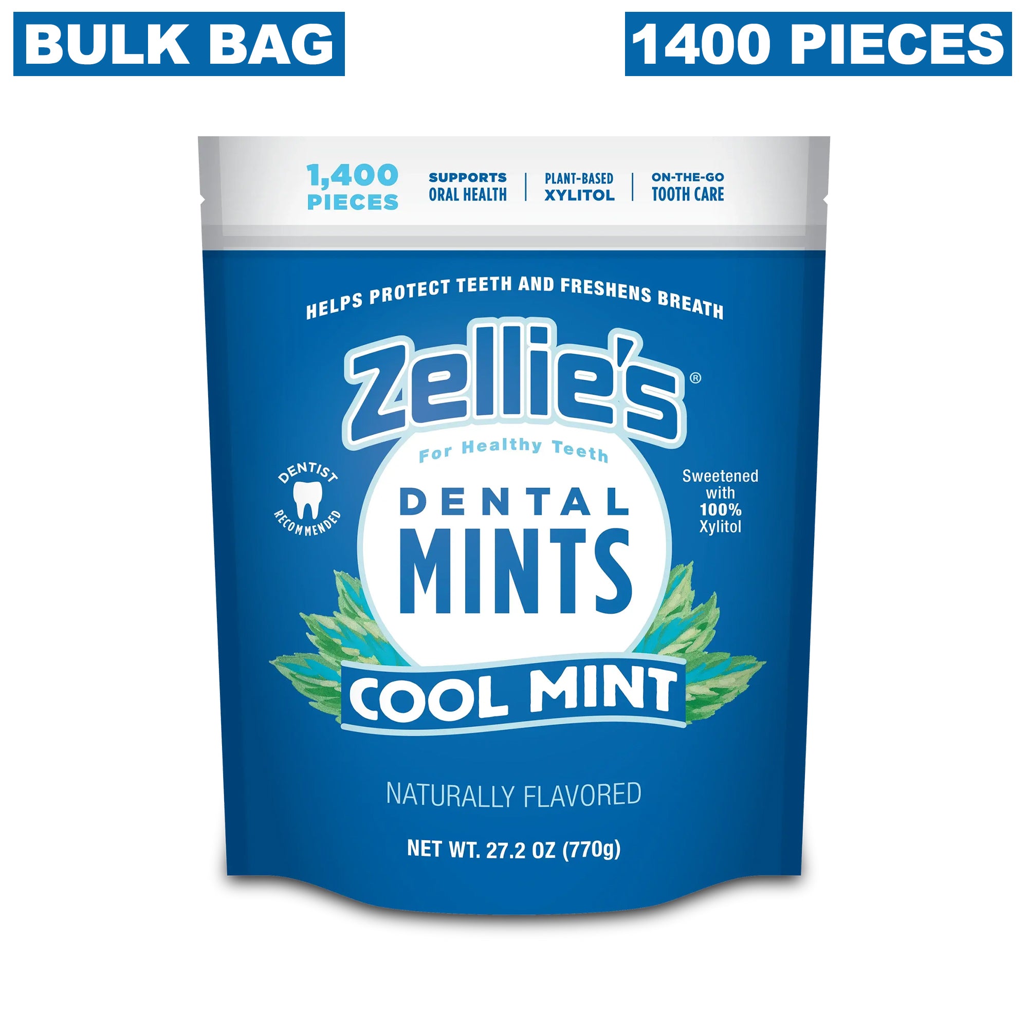 Zellie's Xylitol Cool Mint Mints 1400 Count Bulk Bag Sugar-Free
