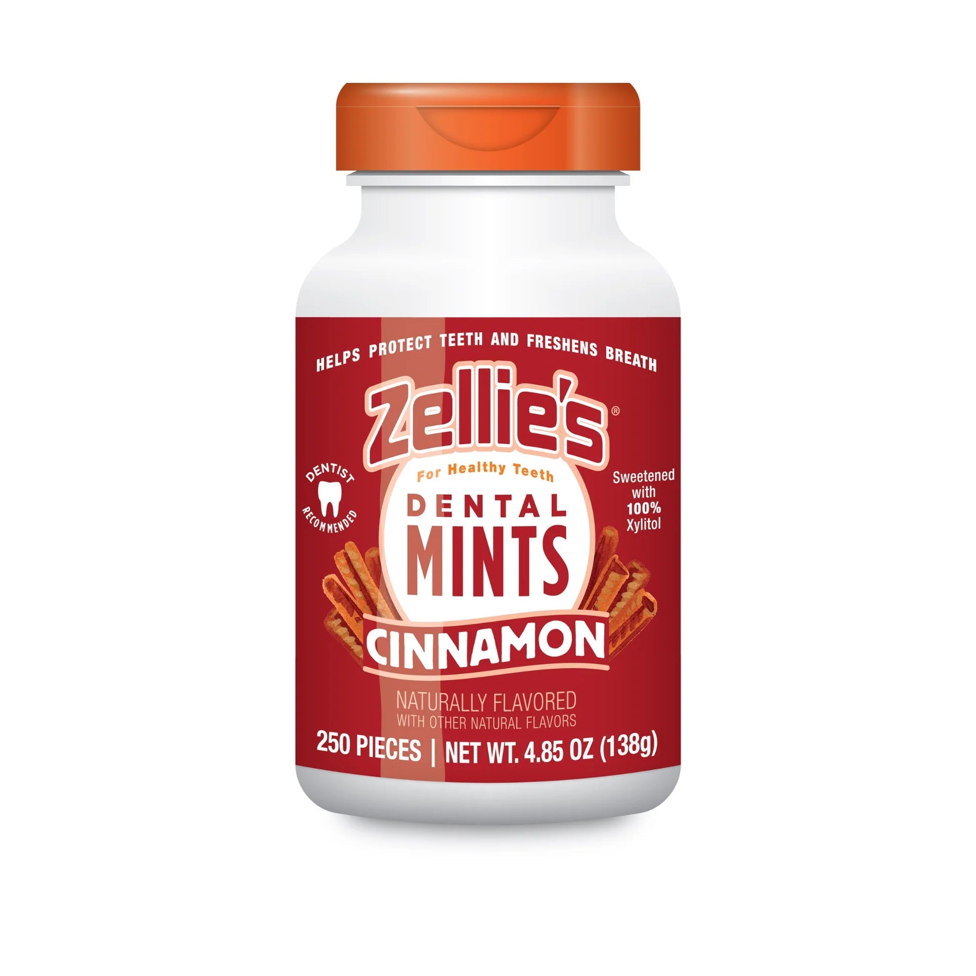 Zellie's | 100% Xylitol Cinnamon Breath Mints | No Aspartame, Gluten Free, Vegan & Kosher (250 Count - Pack of 1)