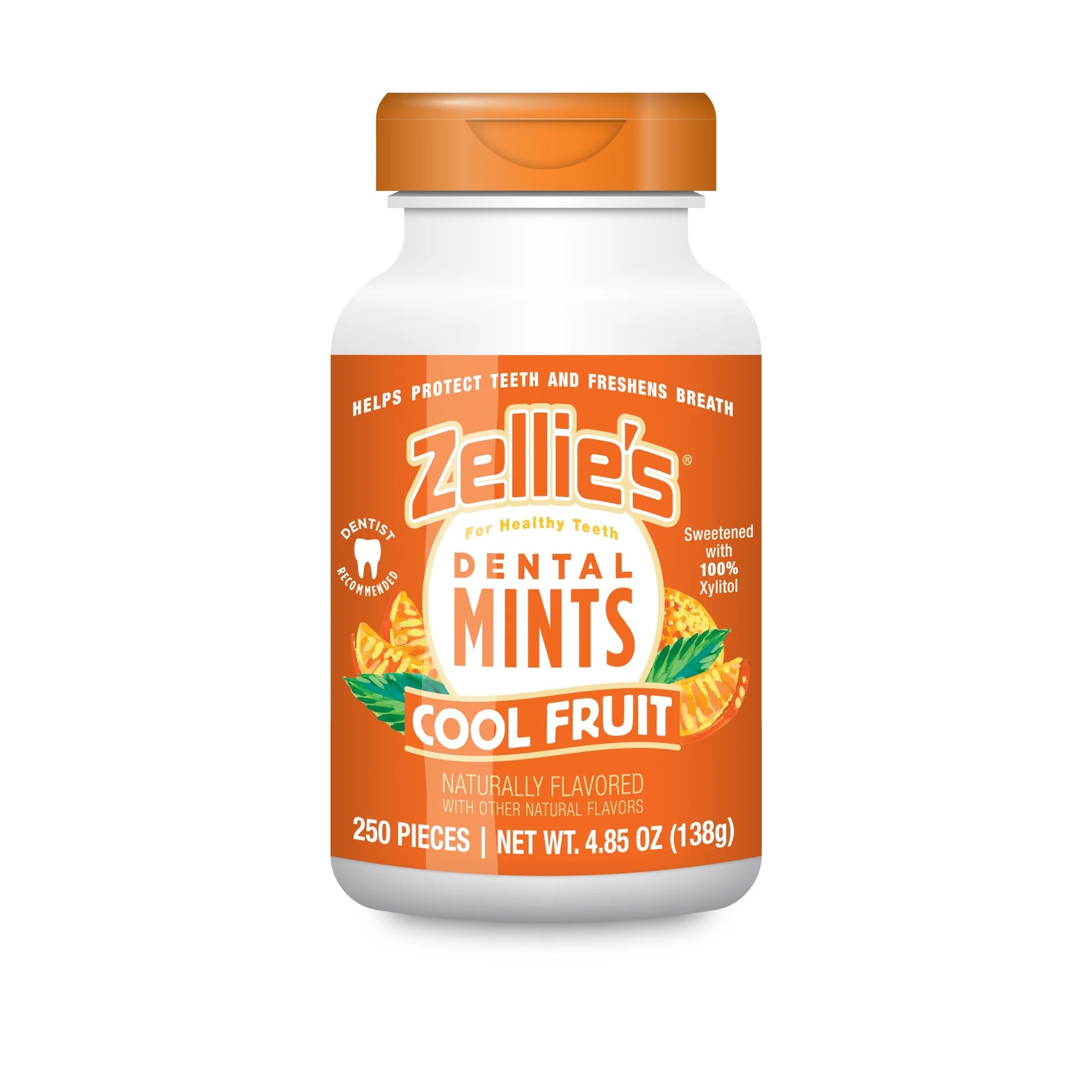 Zellie's 100% Xylitol Cool Fruit Mints, 250 Count, Sugar-Free, Vegan, Gluten-Free (Pack of 1)