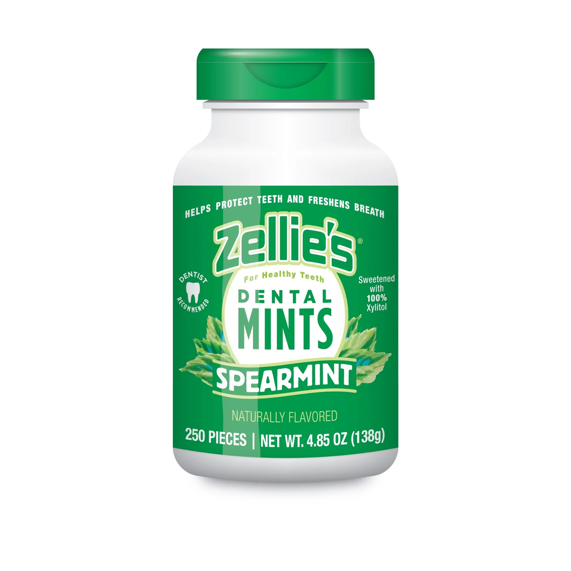 Zellie's 100% Xylitol Spearmint Mints, 250 Count, Sugar-Free, Vegan, Gluten-Free (Pack of 1)