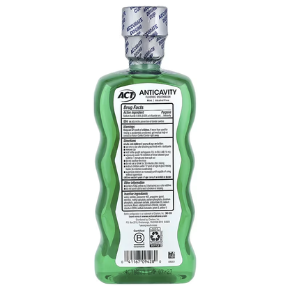 ACT Anticavity Zero Alcohol Fluoride Mouthwash 18 fl. oz (532 ml), with Accurate Dosing Cup, Mint